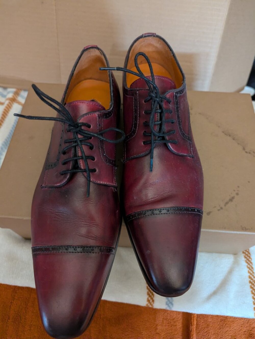 MEZLAN Men's derby Shoes Handcrafter in Spain Burgundy Size 9
